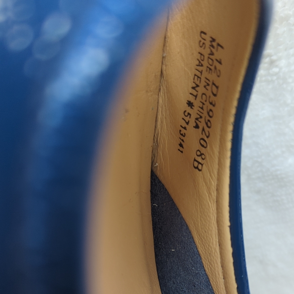 Bright blue Cole Haan peep toe low wedges - Picture 5 of 5
